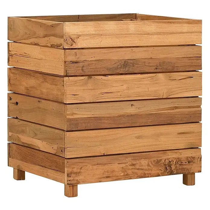 Furnicato Hochbeet - 50 x 40 x 55 cm, Holz, Braun - Quadratischer Holzpflanzkasten aus gestapelten Naturholzbrettern mit kleinen Füßen.