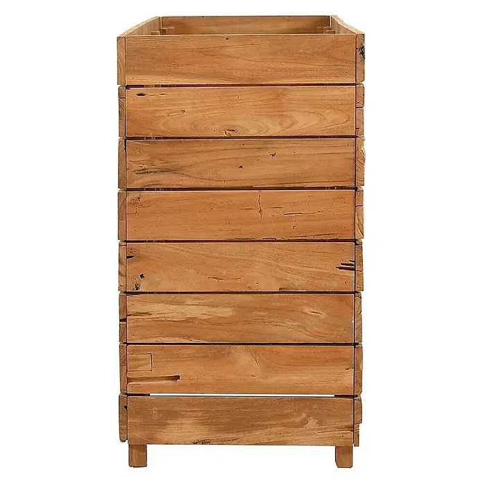 Furnicato Hochbeet - 150 x 40 x 72 cm, Holz, Braun - Rechteckiger Pflanzkasten aus hellbraunen Holzbrettern, auf kurzen Beinen stehend.
