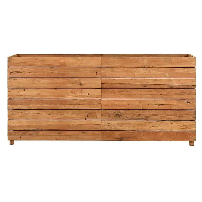 Furnicato Hochbeet - 150 x 40 x 72 cm, Holz, Braun - Rechteckiger Pflanzkasten aus natürlichen braunen horizontalen Holzlatten mit rustikaler Oberfläche.