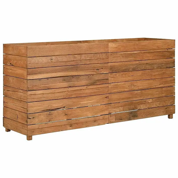 Furnicato Hochbeet - 150 x 40 x 72 cm, Holz, Braun - Langer rechteckiger Pflanzkübel aus rustikalen, hellbraunen Holzlatten mit kurzen Beinen, ideal für Pflanzen.