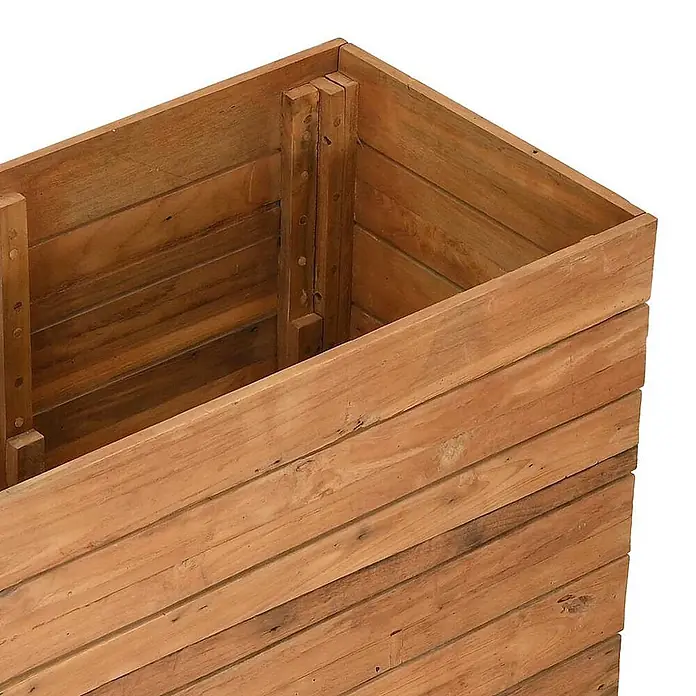 Furnicato Hochbeet - 150 x 40 x 72 cm, Holz, Braun - Hölzerner Pflanzkasten in Hellbraun, mit Lamellen außen und innerer Stützstruktur.