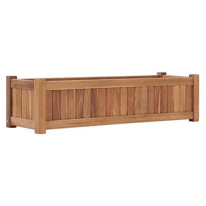 Furnicato Hochbeet Teakholz - 100 x 30 x 25 cm, Holz, Braun - Rechteckiger Blumenkasten aus natürlichem Teakholz.