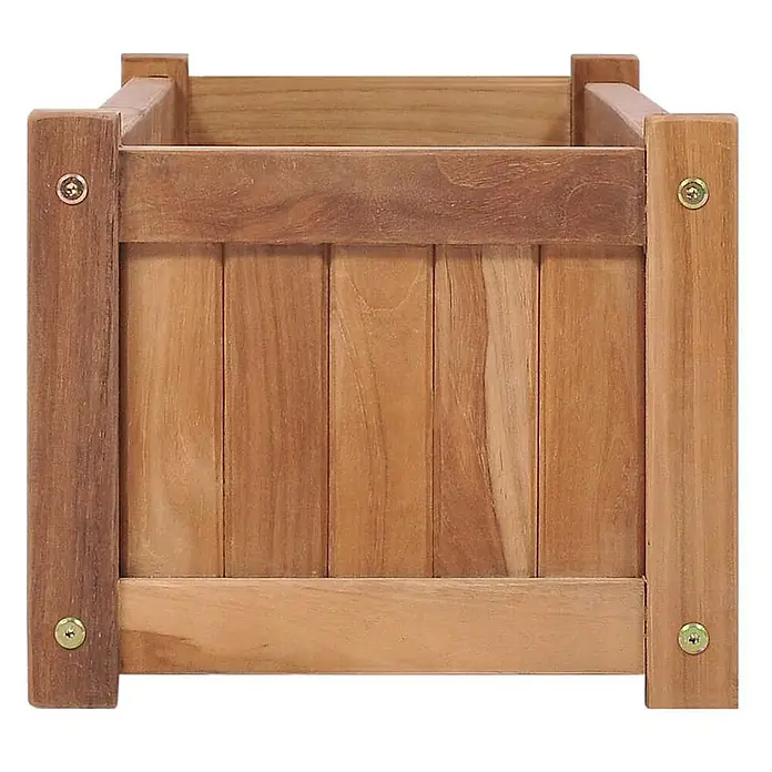 Furnicato Hochbeet Teakholz - 100 x 30 x 25 cm, Holz, Braun - Quadratischer Pflanzkasten aus hellem Naturholz, für Pflanzen geeignet.