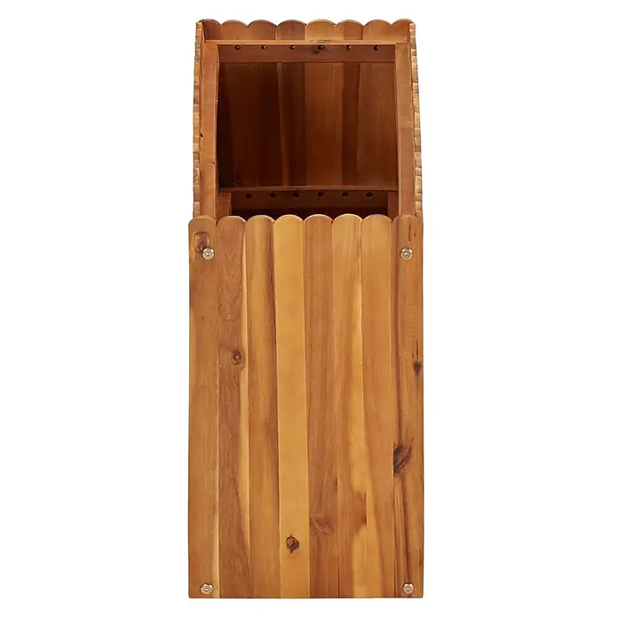 Furnicato Hochbeet - 100 x 30 x 50 cm, Holz, Braun - Hohes, schmales Regal aus massivem Akazienholz mit Muschelrand oben und Lamellenfront.