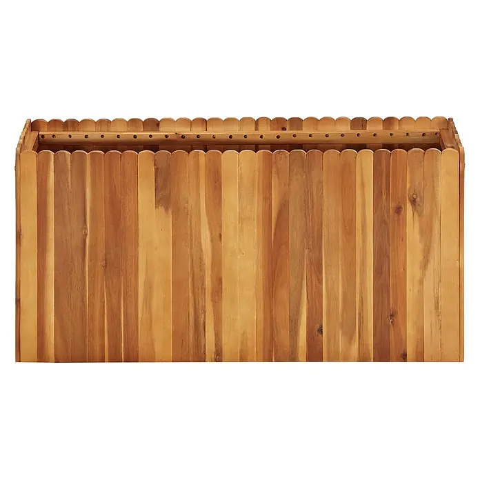 Furnicato Hochbeet - 100 x 30 x 50 cm, Holz, Braun - Hölzerner Pflanzkasten mit Lamellendesign und gewelltem Oberrand.
