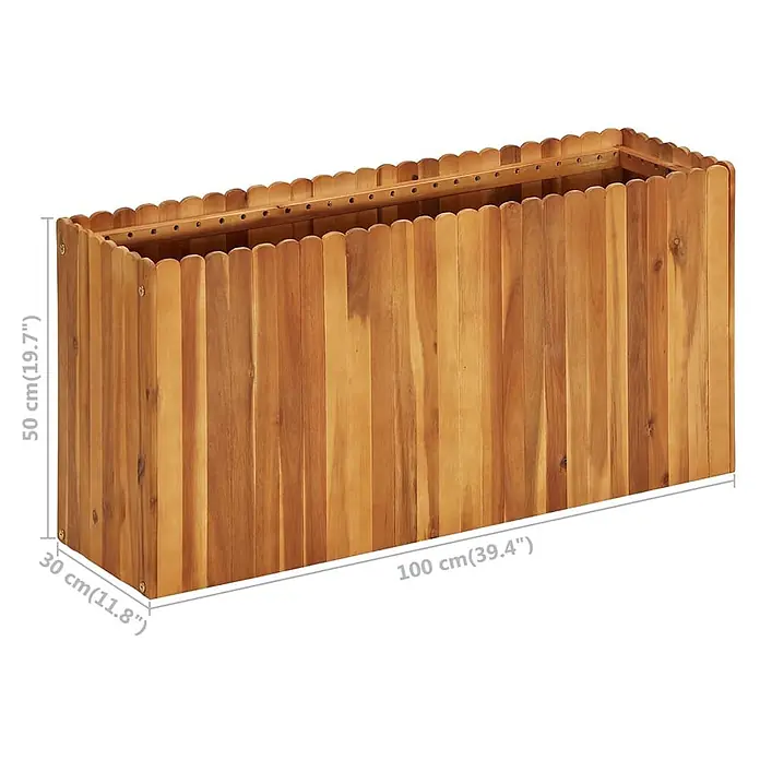 Furnicato Hochbeet - 100 x 30 x 50 cm, Holz, Braun - Rechteckiger Holz-Pflanzkasten mit Lamellen in natürlichem Hellbraun, Maße 100x30x50 cm.