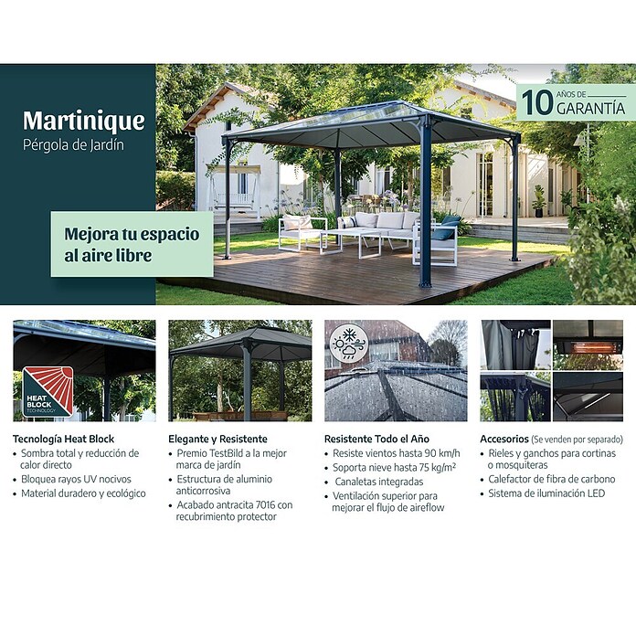Palram Pérgola (L x An: 360 x 295 cm, Bronce)