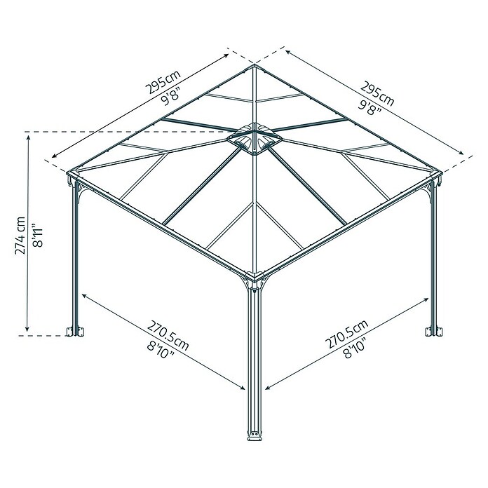 Palram Pérgola (2,95 x 2,95 x 2,98 m, Antracita)