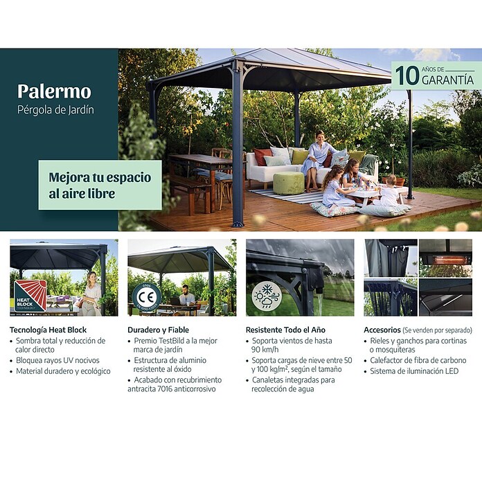 Palram Pérgola (429 x 429 x 298 cm, Antracita)
