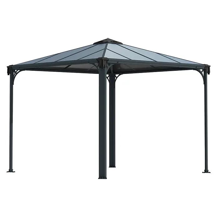 Palram – Canopia Pérgola estándar Palermo - An x Pr: 295 x 295 cm, Material del armazón: Aluminio, Gris - Cenador de metal gris oscuro con techo translúcido, para sombra y refugio exterior.