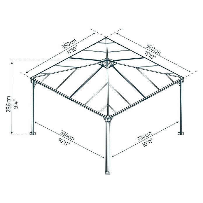 Palram Pérgola (3,6 x 3,6 x 2,95 m, Antracita)