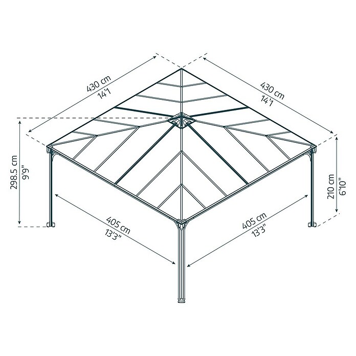 Palram Pérgola (429 x 429 x 298 cm, Antracita)