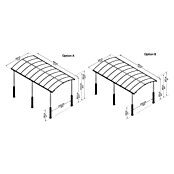 Palram Carport (L x An: 649 x 359 cm, Altura de entrada: 329 cm)