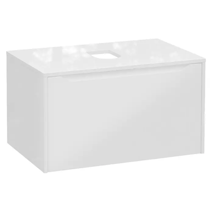 VitrA Integra Square Waschtischunterschrank Integra Square - B x T x H: 80 x 52 x 42 cm, Weiß - Weißer Badunterschrank mit glänzender Oberfläche, integrierter Schublade und Wasserhahnöffnung.