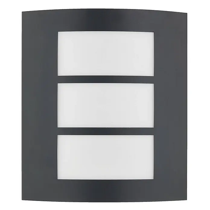 Lindby Außenwandleuchte Vimal - 9,5 x 23 x 26 cm, schwarz, schwarz, IP44 - Dunkelgraue Außenwandleuchte mit drei rechteckigen, mattweißen Paneelen.