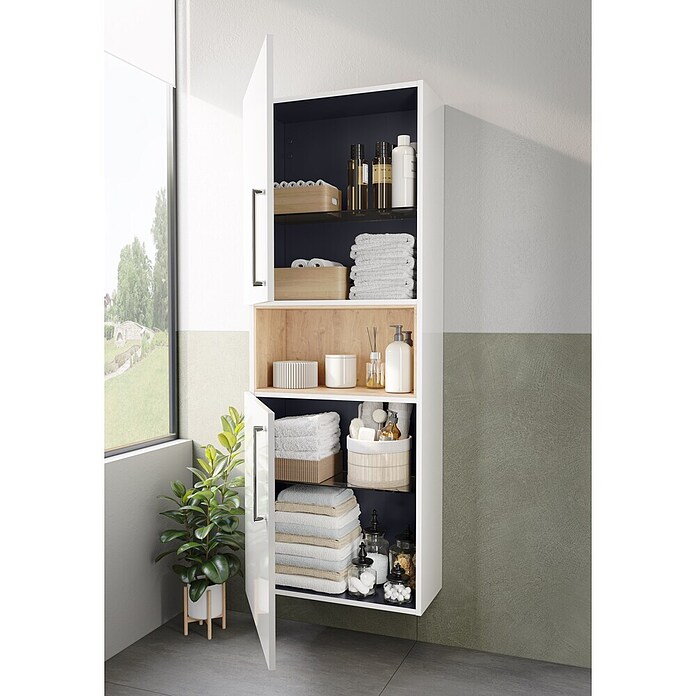 VitrA Bad-Hochschrank Root Flat (B x T x H: 57 x 27 x 155 cm, Weiß, DIN Anschlag: Links/Rechts) | BAUHAUS