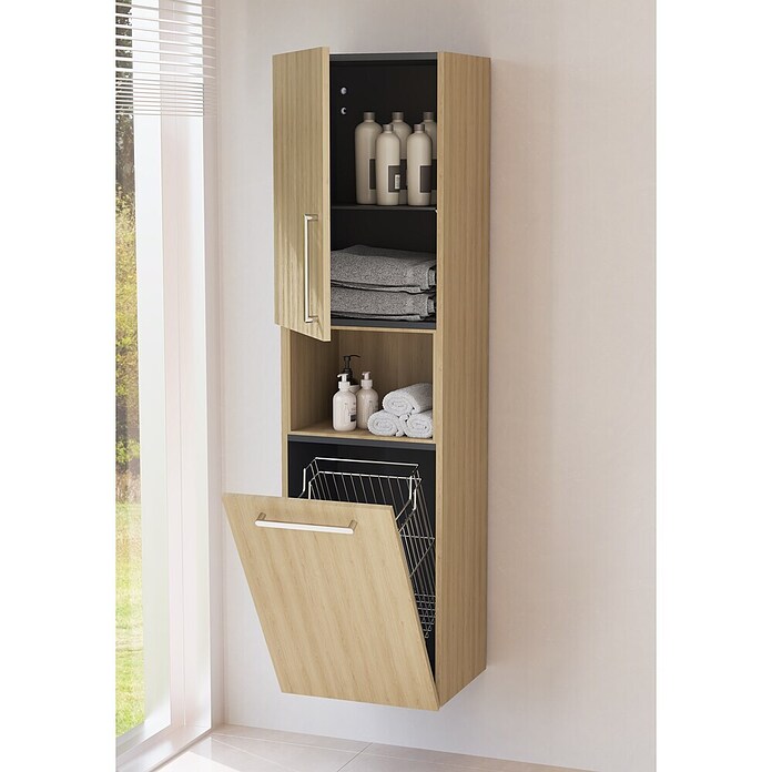 VitrA Bad-Hochschrank Root Flat (B x T x H: 42 x 36 x 155 cm, Eiche Natur, DIN Anschlag: Links) | BAUHAUS
