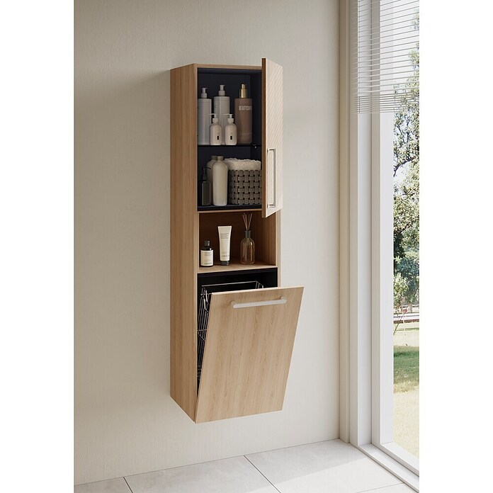 VitrA Bad-Hochschrank Root Flat (B x T x H: 42 x 36 x 155 cm, Eiche Natur, DIN Anschlag: Rechts) | BAUHAUS