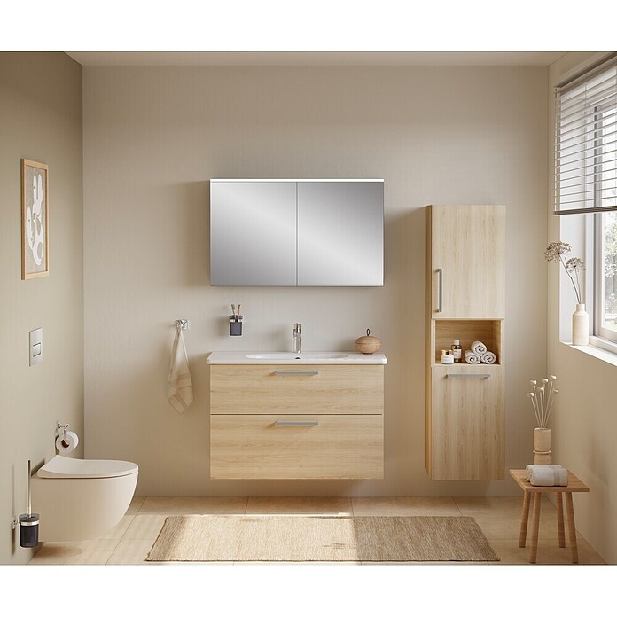VitrA Bad-Hochschrank Root Flat (B x T x H: 42 x 36 x 155 cm, Eiche Natur, DIN Anschlag: Rechts) | BAUHAUS