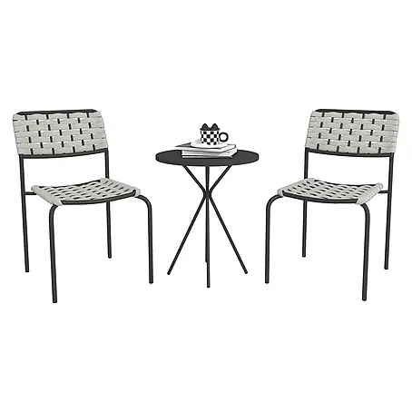Outsunny  Gartenstuhl-Set 3-teilig, mit Tisch