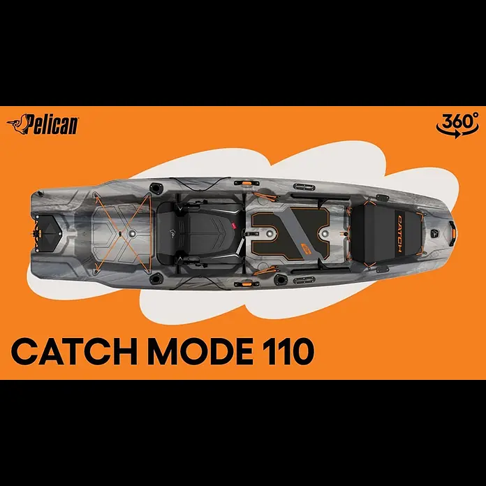Pelican Sit-On-Top Kajak Catch Mode 110 TR - L x B: 325 x 87 cm, Geeignet für: 1 Person, Tragkraft: 170 kg, RAM-X Mehrschicht-Polyethylen - PELICAN | CATCH MODE 110 Fishing Kayak Walkthrough