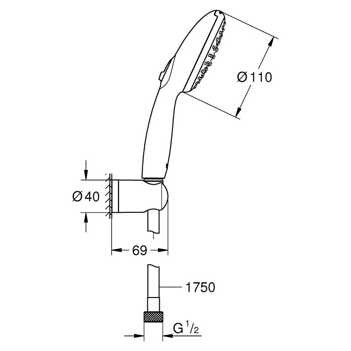 Grohe Vitalio Start Badset 110 (Chroom, Aantal straalsoorten: 2 st., Diameter handdouche: 110 mm) | BAUHAUS