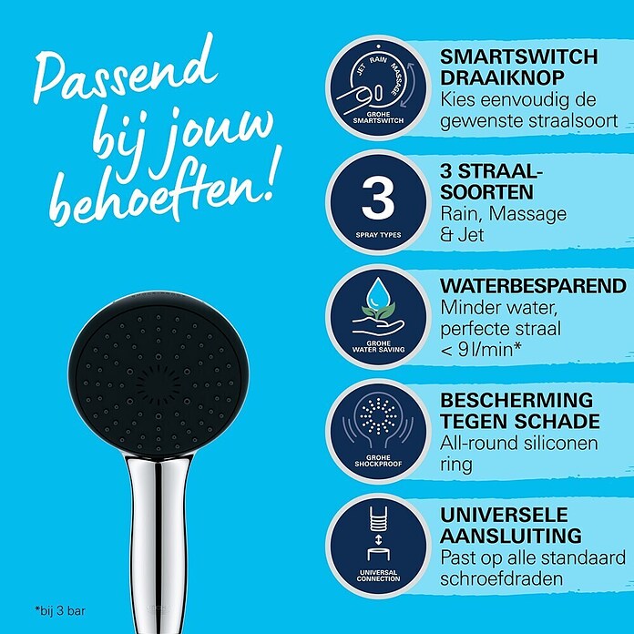 Grohe QuickFix Vitalio Start Douchekop 110 (Aantal functies: 3 st., Chroom) | BAUHAUS