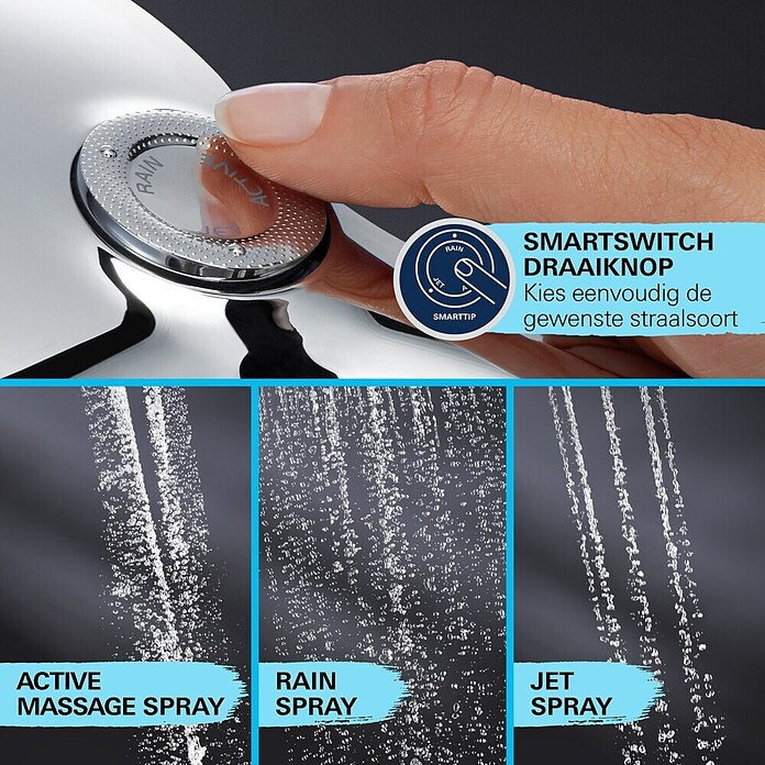 Grohe Douchekop Vitalio SmartActive 150 (Aantal functies: 3 st., Chroom, Rond) | BAUHAUS