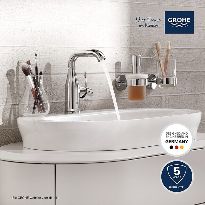 Grohe Essence New Wastafelkraan M-Size Chroom (Met trekstang, Chroom, Glanzend)