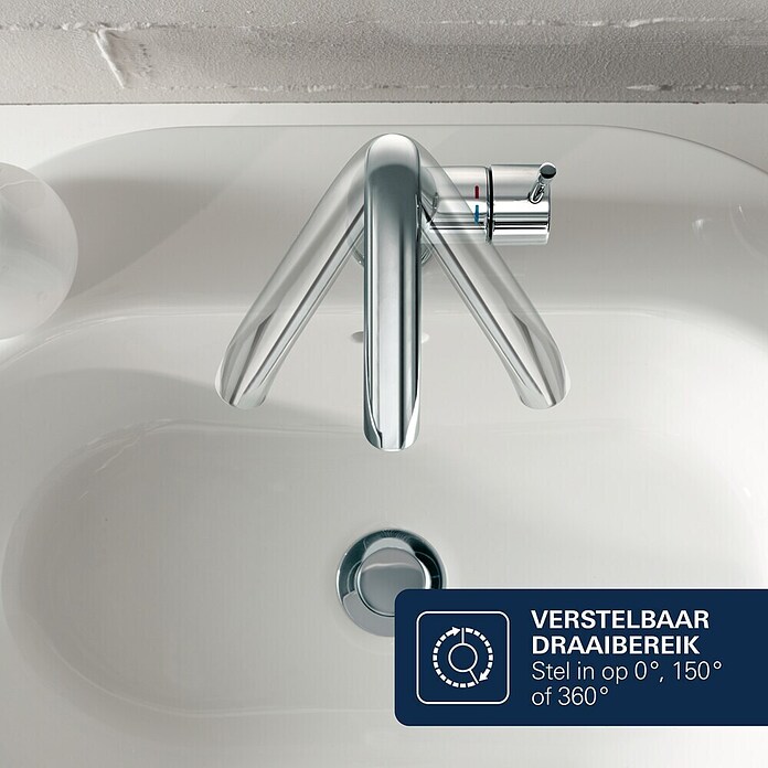 Grohe Essence New Wastafelkraan M-Size Chroom (Met trekstang, Chroom, Glanzend)