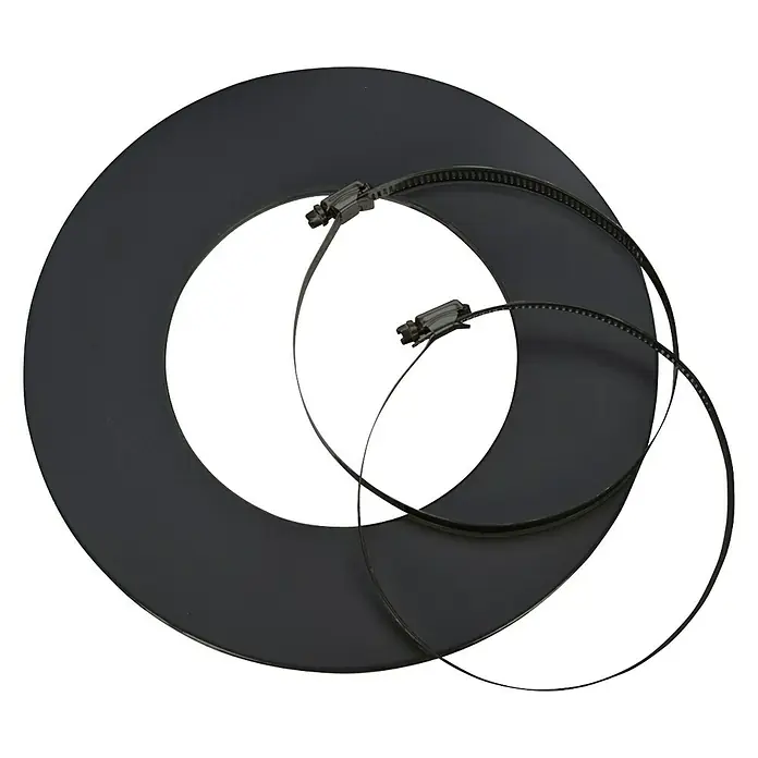 Ofenrohrrosette - Durchmesser: 125 mm, Senotherm lackiert, Schwarz - Schwarz lackierter Windabweiser mit zwei verstellbaren Metallschellen zur einfachen Installation.