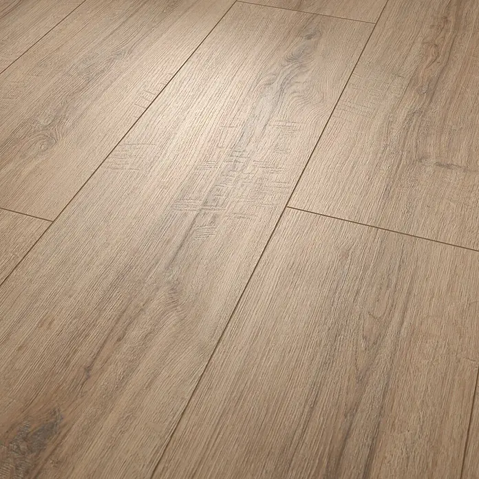 Egger Laminat NatureSense Aqua - Sherman Eiche braun, Landhausdiele, 1.292 x 246 x 8 mm - Helle Holzoptik-Bodenplanken mit ausgeprägter Maserung.
