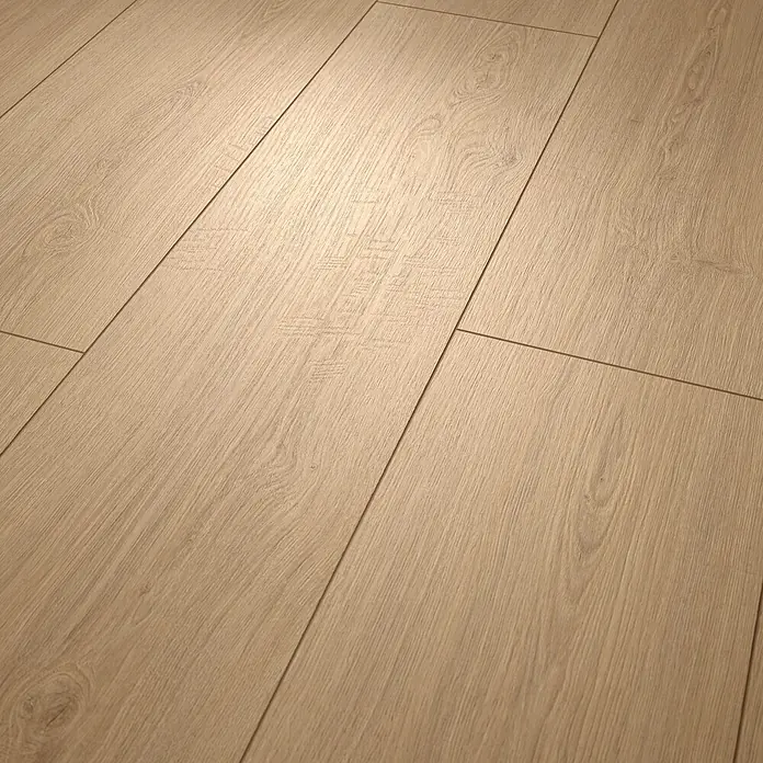 Egger Laminat NatureSense Aqua - Victoria Eiche natur, Landhausdiele, 1.292 x 246 x 8 mm - Heller Laminatboden in Holzoptik mit natürlicher Maserung und texturierter Oberfläche.
