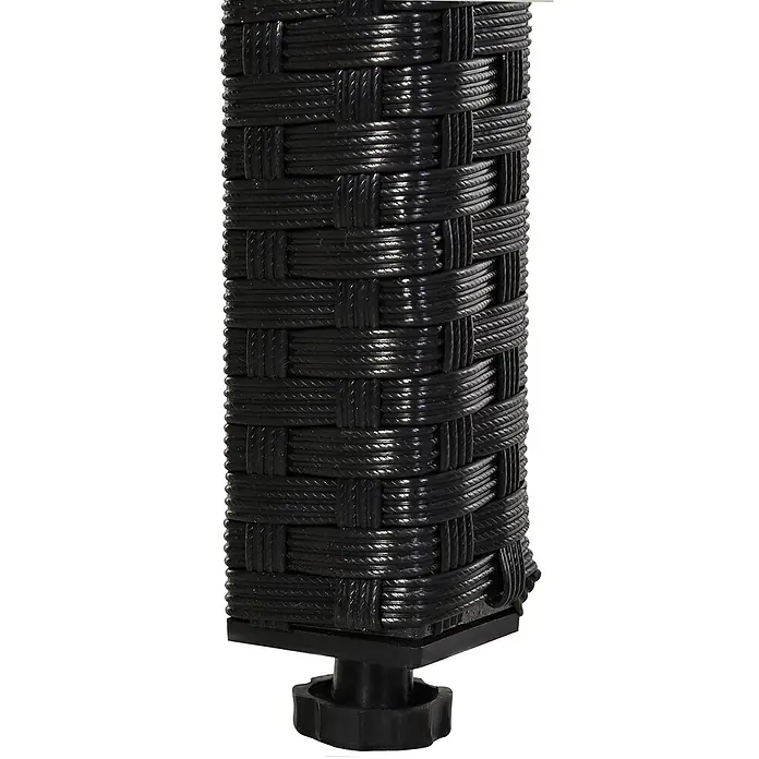 Outsunny Loungemöbel-Set - 5 -tlg., PE Polyrattan, Metall, Hartglas, Polyester, Schwarz, Beige - Schwarzes, geflochtenes Rattan-Möbelbein mit verstellbarem Nivellierfuß.