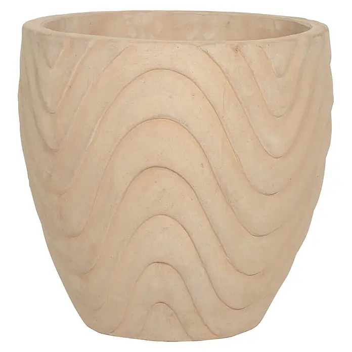 Pflanztopf Wave - Außenmaß (Ø x H): 24 x 24 cm, Terracotta chocolate, 1 Stk. - Heller Übertopf mit wellenförmigem Texturdesign.