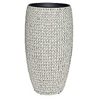 Pflanztopf Rattan Fishbone (Kunststoff, Farbe: Moonshine, Ø x H: 48 x 92 cm)
