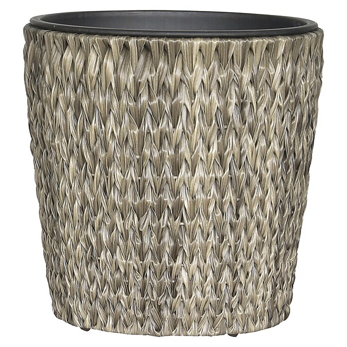 Pflanztopf Zylinder Rattan Fishbone (Grey,  x H: 36 x 33 cm) | BAUHAUS