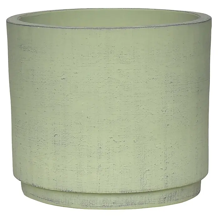 Pflanztopf Rovigo - Matcha, Außenmaß (Ø x H): 23 x 20 cm, 1 Stk. - Hellgrüner zylindrischer Pflanztopf mit strukturierter Oberfläche und erhöhtem Boden.