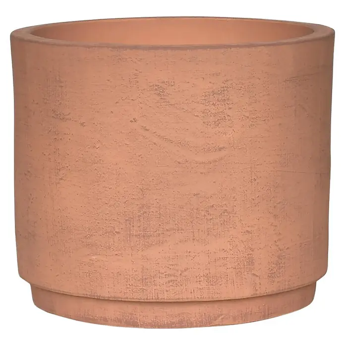 Pflanztopf Rovigo - Taupe, Außenmaß (Ø x H): 32 x 27 cm, 1 Stk. - Terrakottafarbener, zylindrischer Übertopf mit texturierter, matter Oberfläche.