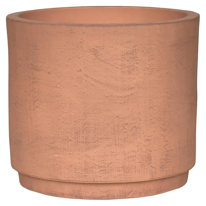 Pflanztopf Rovigo - Taupe, Außenmaß (Ø x H): 23 x 20 cm, 1 Stk. - Zylindrischer Pflanzentopf aus Terrakotta mit strukturierter Oberfläche und erhöhtem Boden.