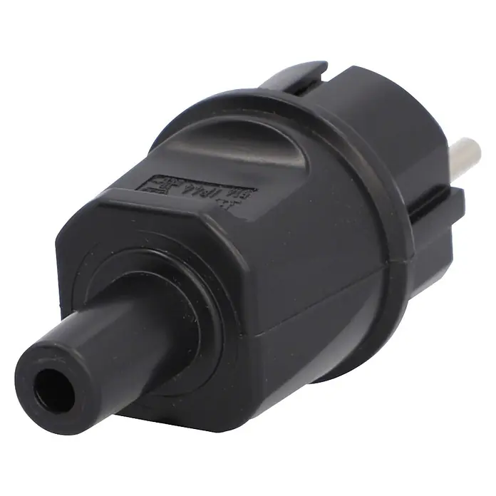 UniTEC Stecker knickschutz - Kunststoff, Schwarz - Schwarzer CEE IP44 Schutzkontaktstecker.