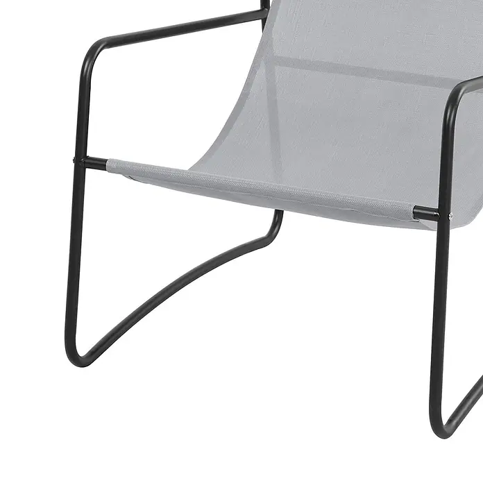SVITA Gartenstuhl-Set SVEIO - 2 Stk., 50 % Polyester, 50 % Stahl, Hellgrau, B x T x H: 65 x 80 x 81 cm - Grauer Liegestuhl aus Netzstoff mit schwarzem Metallrahmen.