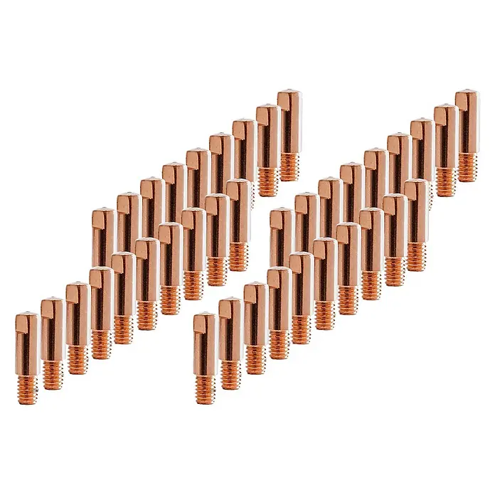 STAHLWERK Schweißzubehör-Set 2 x Stromdüsen AK15 MB15 M6x25 0,9 mm MIG MAG -  - Mehrere kupferne Schweißbolzen mit Gewindeenden.