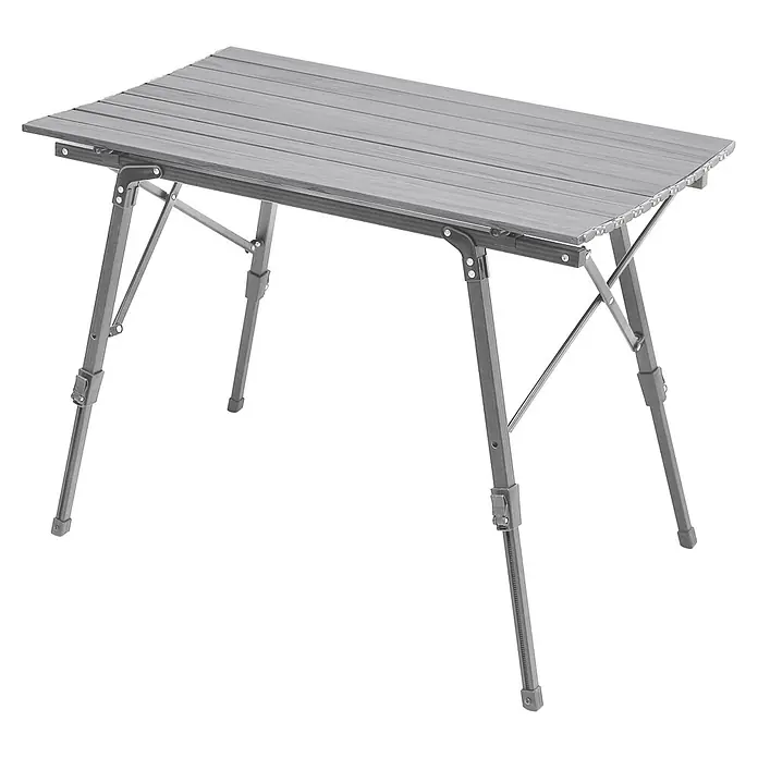 SVITA Campingtisch - L x B x H: 90 x 51,5 x 68 cm, Silber - Grauer Aluminium-Klapptisch mit verstellbaren Beinen für Camping.