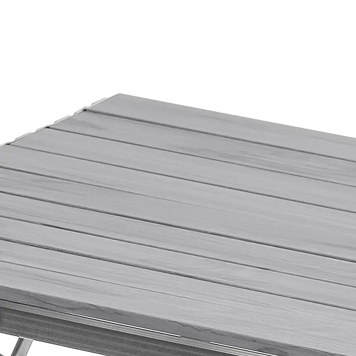 SVITA Campingtisch - L x B x H: 90 x 51,5 x 68 cm, Silber - Graue Latten-Tischplatte für den Außenbereich.
