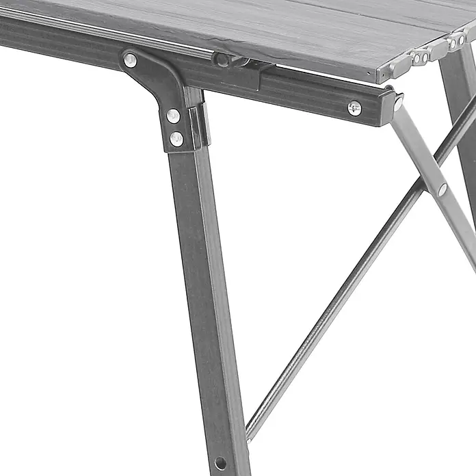 SVITA Campingtisch - L x B x H: 90 x 51,5 x 68 cm, Silber - Grauer Klapptisch mit Lattenplatte und Metallrahmen, zeigt Beingelenke.