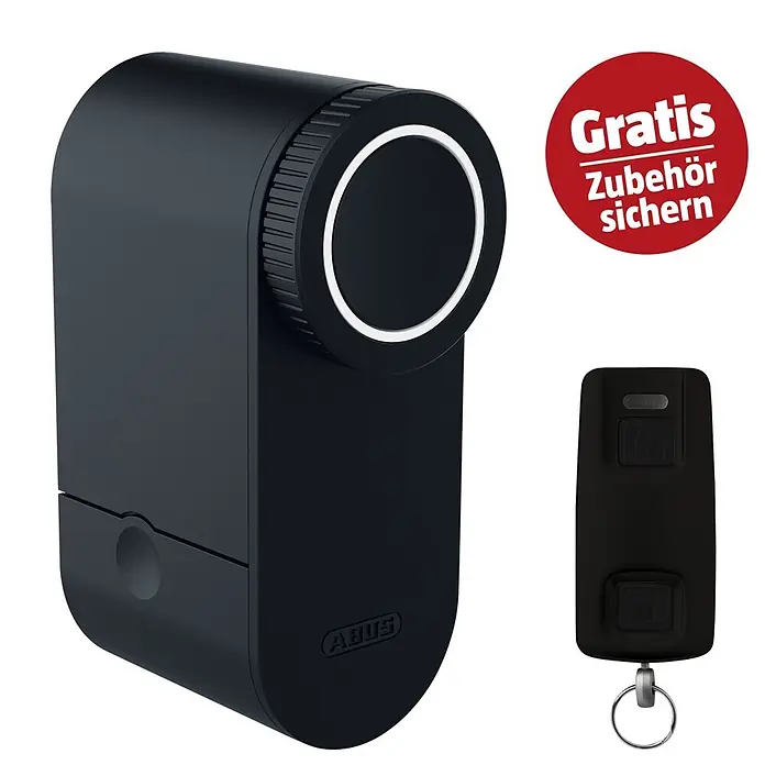 Abus Elektronisches Türschloss LOXERIS CFA4100 BK - Bedienung: Über App, Geeignet für: Türen, Schwarz - Dunkelgraues smartes Türschloss und Fernbedienung für schlüssellosen Zugang.