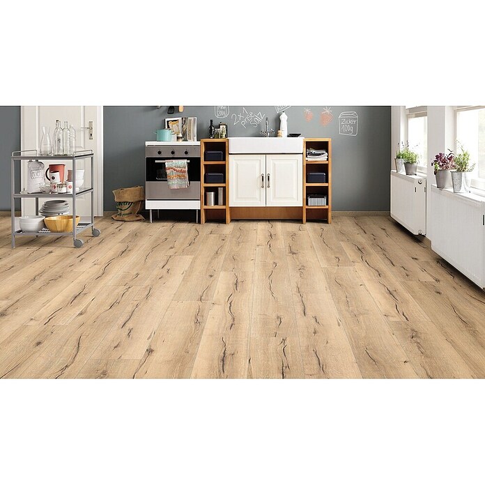 Living by Haro Laminat Gran Via Eiche Italica Creme (2.200 x 243 x 8 mm, Landhausdiele)