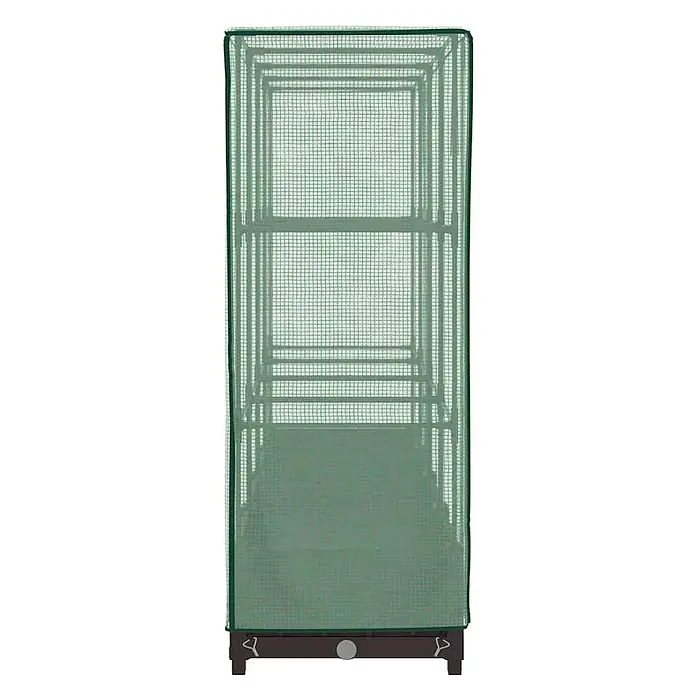 Furnicato Hochbeet Inklusive Gewächshaus-Aufsatz - 160 x 40 x 110 cm, Kunststoff, Braun - Grünes, transparentes Mini-Gewächshaus mit Gitterabdeckung, Innenregalen und dunklem Unterteil.