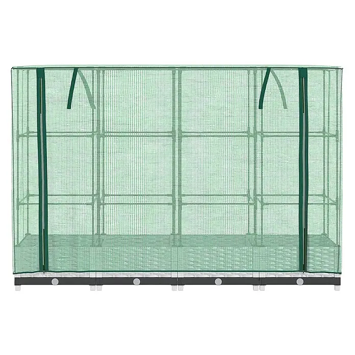 Furnicato Hochbeet Inklusive Gewächshaus-Aufsatz - 160 x 40 x 110 cm, Kunststoff, Weiß - Grünes Minigewächshaus mit Netzabdeckung und Metallrahmen für Pflanzen.
